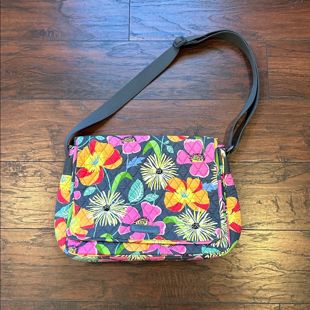 Vera Bradley Pink and Orange Floral Quilted Laptop Bag
